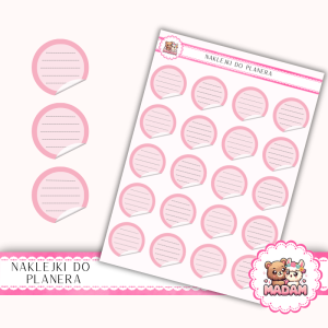 Naklejki planerowe etykiety kółka różowe 13x18 do planera Bullet Journal MaDam Creative