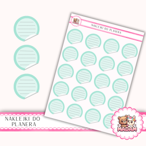 Naklejki planerowe etykiety kółka miętowe 13x18 do planera Bullet Journal MaDam Creative