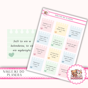 Naklejki planerowe cytaty Humorystyczne Happy Pastel 13x18 do planera Bullet Journal MaDam Creative