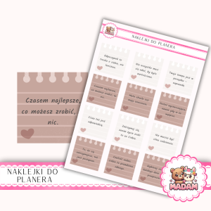 Naklejki planerowe cytaty Self-Care Cozy Blush 13x18 do planera Bullet Journal MaDam Creative
