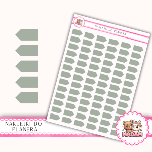 Naklejki planerowe flagi szałwia Sage 13x18 do planera Bullet Journal MaDam Creative
