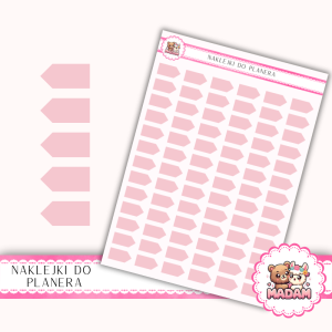 Naklejki planerowe flagi różowe Blush Pink 13x18 do planera Bullet Journal MaDam Creative