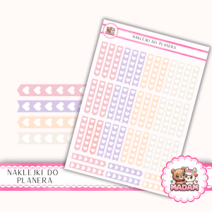 Naklejki planerowe checkmarki serduszka Pastel Love Mix 13x18 do planera Bullet Journal MaDam Creative
