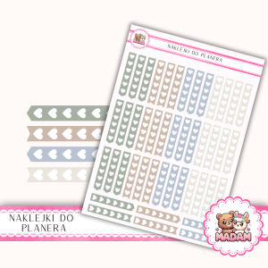 Naklejki planerowe checkmarki serduszka Sage Calm Mix 13x18 do planera Bullet Journal MaDam Creative
