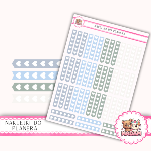 Naklejki planerowe checkmarki serduszka Fresh Minimal Mix 13x18 do planera Bullet Journal MaDam
