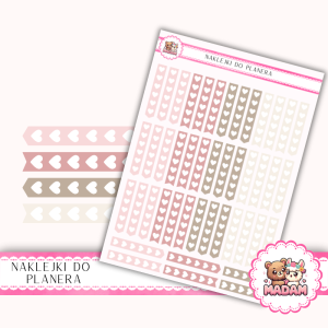 Naklejki planerowe checkmarki serduszka Romantic Rose Mix 13x18 do planera Bullet Journal MaDam Creative