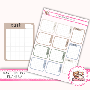 Naklejki planerowe ramki DZIŚ Sage Calm Mix 13x18 do planera Bullet Journal MaDam Creative