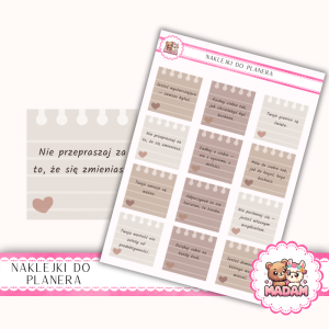 Naklejki planerowe cytaty Self-love 13x18 do planera Bullet Journal MaDam Creative