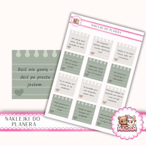 Naklejki planerowe cytaty Self-Care Sage Calm 13x18 do planera Bullet Journal MaDam Creative