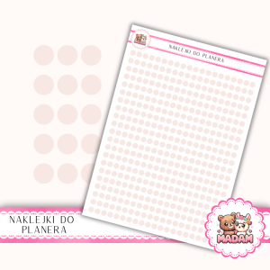 Naklejki kółka 4 mm Róż Pastelowy 13×18 - do planera, bullet journal, scrapbookingu - MaDam Creative