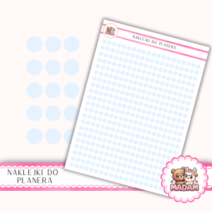 Naklejki kółka 4 mm Błękit Nieba 13×18 - do planera, bullet journal, scrapbookingu - MaDam Creative