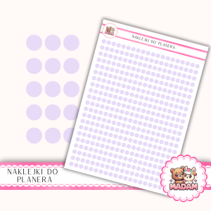 Naklejki kółka 4 mm Lawenda Pastelowa 13×18 - do planera, bullet journal, scrapbookingu - MaDam Creative