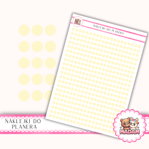 Naklejki kółka 4 mm Żółty Maślany 13×18 - do planera, bullet journal, scrapbookingu - MaDam Creative
