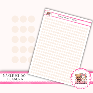 Naklejki kółka 4 mm Róż Nude 13×18 - do planera, bullet journal, scrapbookingu - MaDam Creative