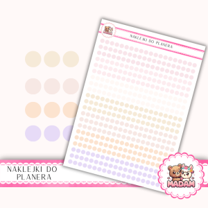 Naklejki kółka 4 mm MIX Blush Wedding 13×18 - do planera, bullet journal, scrapbookingu - MaDam Creative