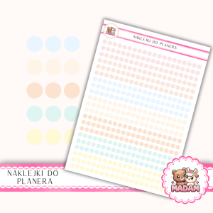 Naklejki kółka 4 mm MIX Baby Soft 13×18 - do planera, bullet journal, scrapbookingu - MaDam Creative