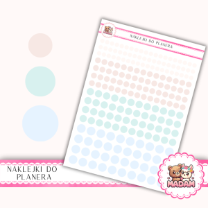 Naklejki kółka 4,6,8,10 mm MIX Pastel Gradient 13×18 - do planera, bullet journal, scrapbookingu - MaDam Creative