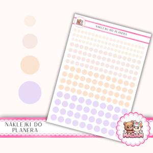 Naklejki kółka 4,6,8,10 mm MIX Romantic Blush 13×18 - do planera, bullet journal, scrapbookingu - MaDam Creative