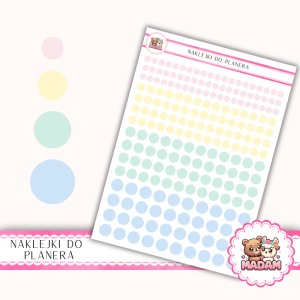 Naklejki kółka 4,6,8,10 mm MIX Spring Bloom 13×18 - do planera, bullet journal, scrapbookingu - MaDam Creative