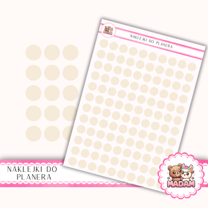Naklejki kółka 10 mm Beż Szampański 13×18 - ozdobne kropki do planera, bullet journal, scrapbookingu - MaDam Creative
