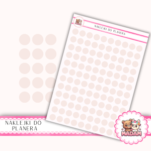 Naklejki kółka 10 mm Róż Pastelowy 13×18 - ozdobne kropki do planera, bullet journal, scrapbookingu - MaDam Creative