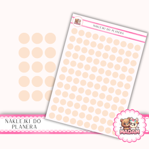 Naklejki kółka 10 mm Brzoskwinia Kremowa 13×18 - ozdobne kropki do planera, bullet journal, scrapbookingu - MaDam Creative