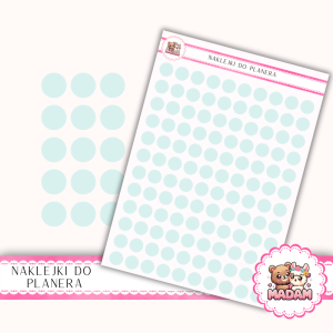 Naklejki kółka 10 mm Mięta Szałwiowa 13×18 - ozdobne kropki do planera, bullet journal, scrapbookingu - MaDam Creative