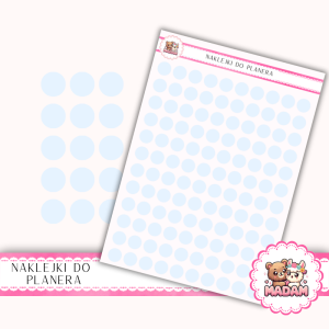 Naklejki kółka 10 mm Błękit Nieba 13×18 - ozdobne kropki do planera, bullet journal, scrapbookingu - MaDam Creative