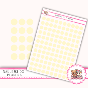 Naklejki kółka 10 mm Żółty Maślany 13×18 - ozdobne kropki do planera, bullet journal, scrapbookingu - MaDam Creative