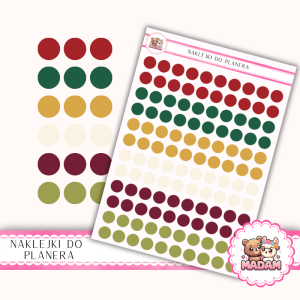 Naklejki kółka 10 mm MIX Boże Narodzenie 13×18 - świąteczne kropki zielono-czerwone - MaDam Creative