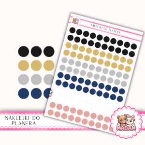 Naklejki kółka 10 mm MIX Nowy Rok 13×18 - złoto-srebrne kropki eleganckie - MaDam Creative