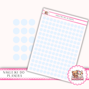 Naklejki kółka 8 mm Błękit Nieba 13×18 - do planera, bullet journal, scrapbookingu - MaDam Creative
