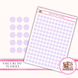 Naklejki kółka 8 mm Lawenda Pastelowa 13×18 - do planera, bullet journal, scrapbookingu - MaDam Creative