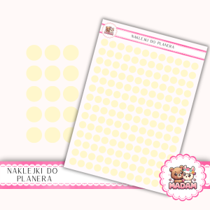 Naklejki kółka 8 mm Żółty Maślany 13×18 - do planera, bullet journal, scrapbookingu - MaDam Creative