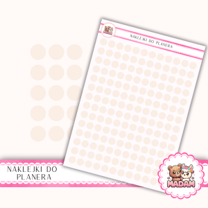 Naklejki kółka 8 mm Róż Nude 13×18 - do planera, bullet journal, scrapbookingu - MaDam Creative