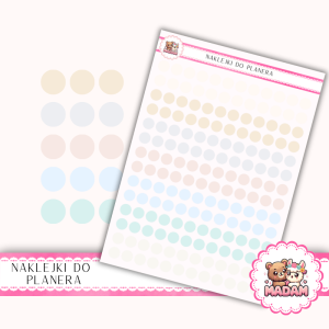 Naklejki kółka 8 mm MIX Neutral Pastel 13×18 - do planera, bullet journal, scrapbookingu - MaDam Creative