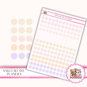 Naklejki kółka 8 mm MIX Blush Wedding 13×18 - do planera, bullet journal, scrapbookingu - MaDam Creative