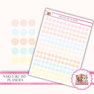Naklejki kółka 8 mm MIX Baby Soft 13×18 - do planera, bullet journal, scrapbookingu - MaDam Creative