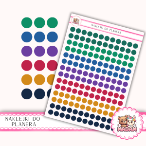 Naklejki kółka 8 mm MIX Jewel Studio 13×18 - eleganckie klejnotowe kropki do planera - MaDam Creative
