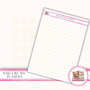 Naklejki kółka 6 mm Kremowy Ecru 13×18 - do planera, bullet journal, scrapbookingu - MaDam Creative