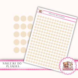 Naklejki kółka 6 mm Beż Szampański 13×18 - do planera, bullet journal, scrapbookingu - MaDam Creative