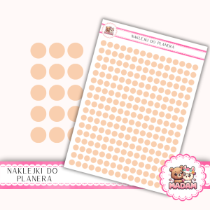 Naklejki kółka 6 mm Brzoskwinia Kremowa 13×18 - do planera, bullet journal, scrapbookingu - MaDam Creative