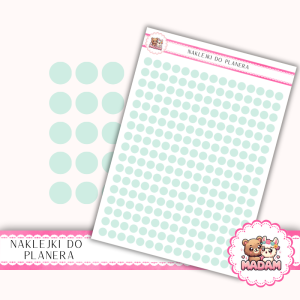 Naklejki kółka 6 mm Mięta Szałwiowa 13×18 - do planera, bullet journal, scrapbookingu - MaDam Creative