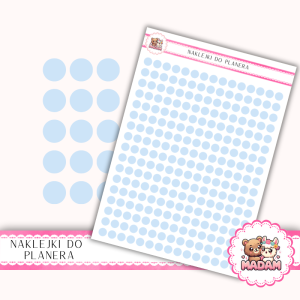Naklejki kółka 6 mm Błękit Nieba 13×18 - do planera, bullet journal, scrapbookingu - MaDam Creative