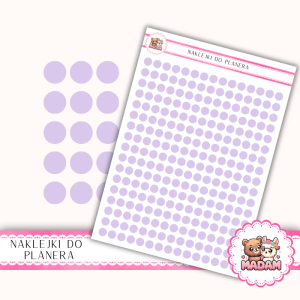 Naklejki kółka 6 mm Lawenda Pastelowa 13×18 - do planera, bullet journal, scrapbookingu - MaDam Creative