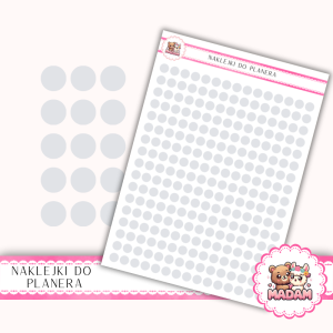 Naklejki kółka 6 mm Szary Taupe 13×18 - do planera, bullet journal, scrapbookingu - MaDam Creative