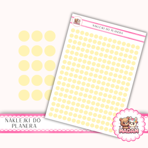Naklejki kółka 6 mm Żółty Maślany 13×18 - do planera, bullet journal, scrapbookingu - MaDam Creative