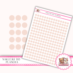 Naklejki kółka 6 mm Róż Nude 13×18 - do planera, bullet journal, scrapbookingu - MaDam Creative
