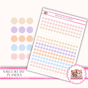 Naklejki kółka 6 mm MIX Blush Wedding 13×18 - do planera, bullet journal, scrapbookingu - MaDam Creative
