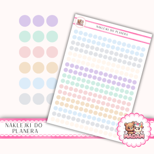 Naklejki kółka 6 mm MIX Winter Calm 13×18 - zimowe kropki do planera i bullet journal - MaDam Creative